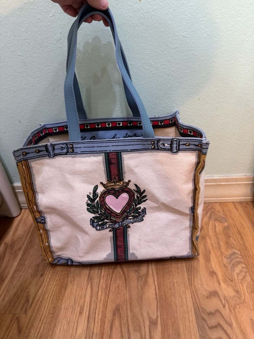 Brighton Canvas Tote Bag In Love We Trust Queen of Hearts